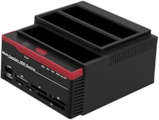 Liccx USB 3.0 to SATA I/II/III External Hard Drive Docking Station,2.5inch 3.5inch Dual-Bay USB3.0 SATA/IDE HDD Station,HUB Reader Card for 2.5/3.5 Inch, 100-240V(US)