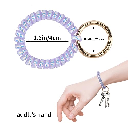 Image of QIUTIMIY 6PCS Wristlet Keychain, Colorful Spiral Coil Hair Tie for Women, Sauna Accessaries Wrist Coil Key Ring Key Holder