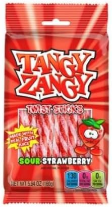 Tangy Zangy Strawberry Twist Sticks Sour Candy, 5.64 Ounce -- 12 per case.