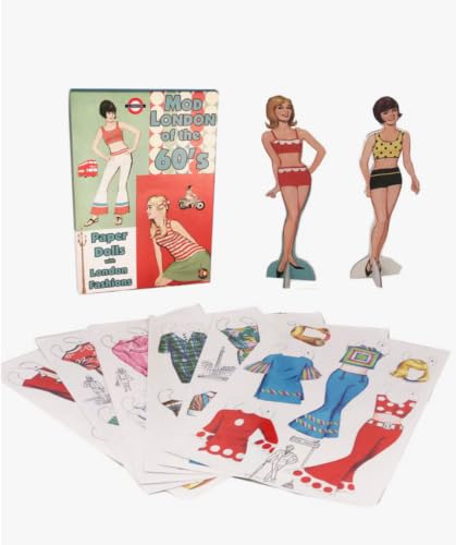 Mod London 1960's Fashions Paper Dolls Set Retro Style Doll Clothes