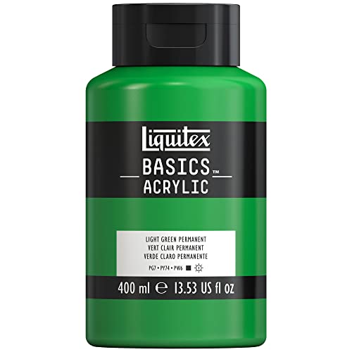 Liquitex 8870328 Basics - Acrylic Paint, Mono-pigmented Artist Pigments, Lightfast, Medium Viscosity, Archival Quality, Silky Gloss Finish, 400 ml Bottle - Light Green Permanent