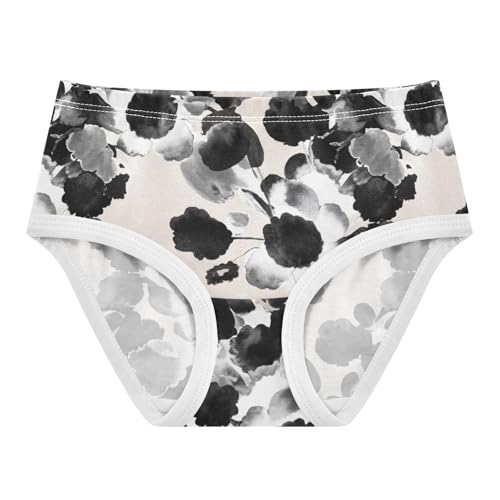 Joisal Cotton Toddlers Underwear Floral Watercolor Floral Black White Little Girl Panties Artistic Kids Undies Briefs 2t
