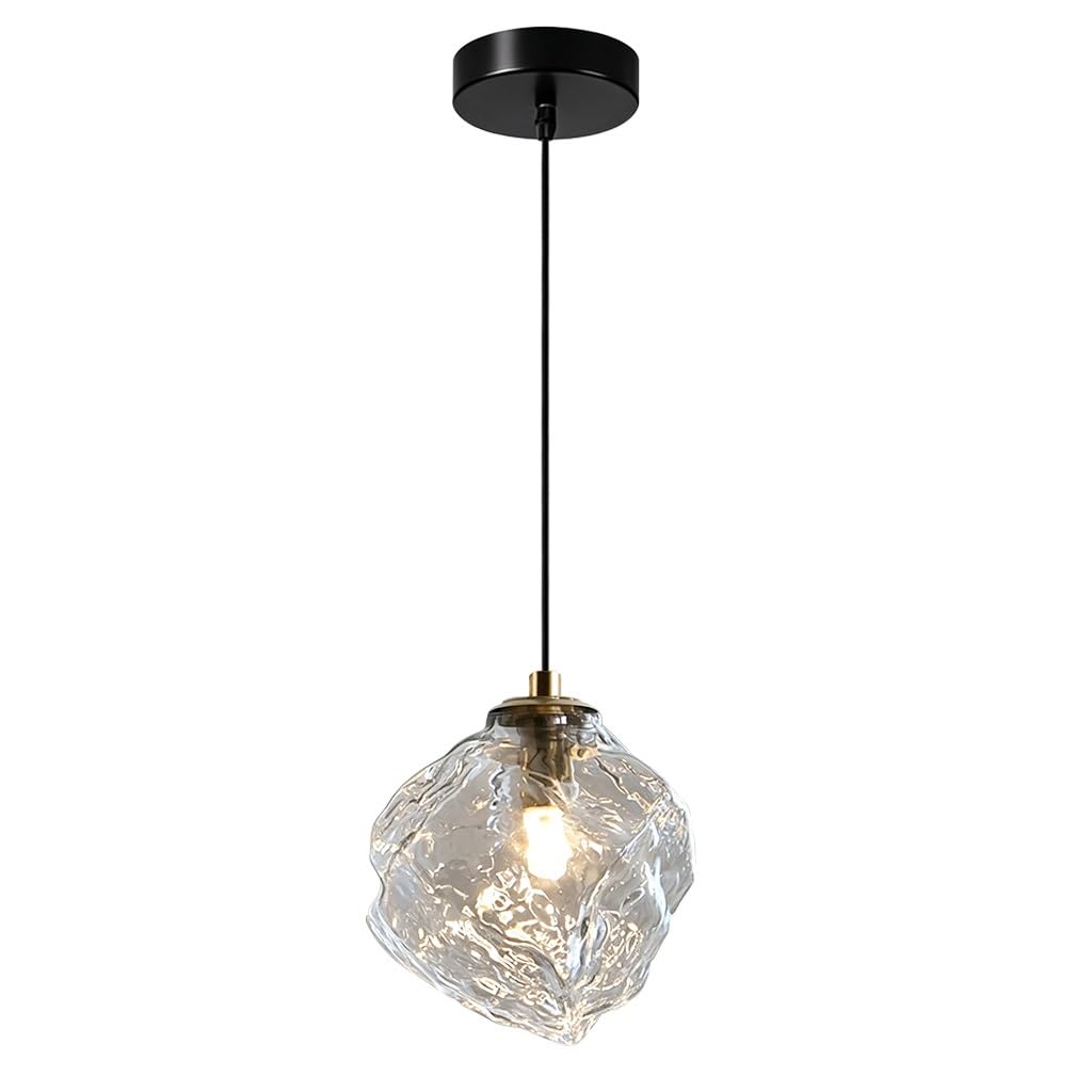 JOJOM Modern Smoke Grey & Ice Amber Blown Glass Pendant Light Fitting Vintage Industrial Ceiling Light for Kitchen Island Bedroom Dining Room Farmhouse(B1)