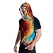 Produktbild CPHGG 3D Gedrucktes T-Shirt Lässige Kurzarm Mit Kapuze + Turban Männer Und Frauen Sternenhimmel Farbe Bedruckte Kleidung Unisex Hooded T-Shirt Tide