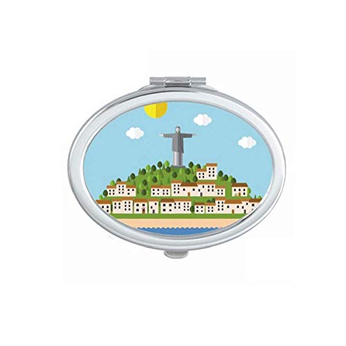Mount Corcovado Fire Balloon Brazil Mirror Portable Fold Hand Makeup Double Side Glasses image 2