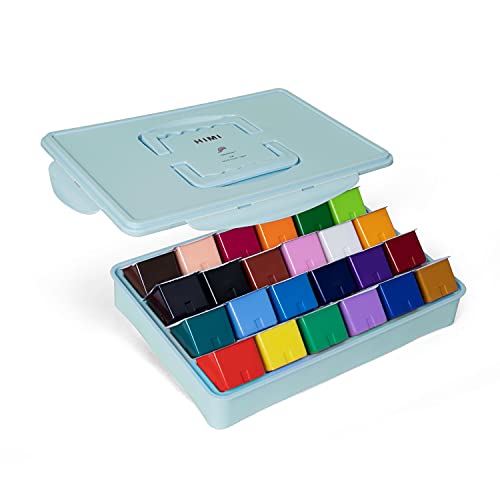 HIMI Gouache Paint Set 24 Colors (80ml/Pc) Paint Set Unique Jelly Cup Design Non Toxic Paints for Artist, Hobby Painters & Kids, Ideal for Canvas Painting for Novelty Gift(Blue)