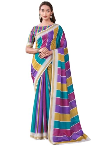 Image of Satrani Women's Chanderi Printed Saree with Unstitched Blouse Piece