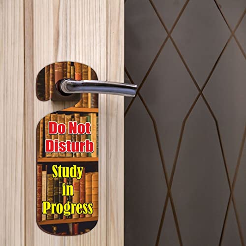 Image of KREEPO Do Not Disturb Study in Progress MDF Door Sign Hanger Size(24cm x 8.5cm) kr49
