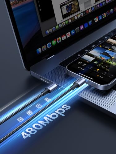 UGREEN USB C to USB-C Charger Cable 60W Type C to C Lead Fast Charging Compatible With iPhone Air/17/16 Pro Max, Galaxy S25 Ultra, Pixel 9, iPad Pro 2024/Air 5, MacBook Pro (2M)