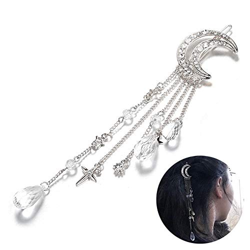 Shuxinmd Horquilla para el Pelo con Cuentas de Cristal de Luna, para Separar el Pelo, diseño geométrico