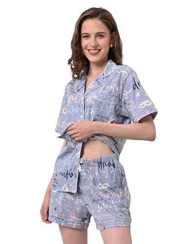 Image of NAP BOUND 100% Cotton Pajamas for Women Sets 2 Pieces Pjs Button short sleeves with Pockets Soft Sleepwear Loungewear XS-XXL