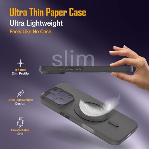 Image of ZAP CASE Paper Thin Case for iPhone 16 Pro | Ultra-Slim 0.5 mm Back Cover | Metal Buttons | Lightweight | Matte Finish | Anti-Fingerprint | Scratch Resistant | Camera Protection | Magsafe | Black