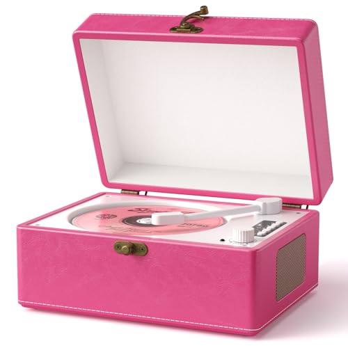 Portable CD Player with Bluetooth, Rechargeable Retro CD Player for Home with Built-in Speakers, Led Display, Support USB/AUX, Headphone Jack, Ideal for Music Lovers (Hot Pink)