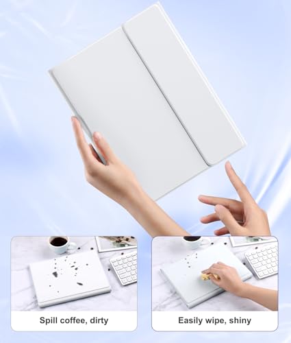 Image of Harvopu Compatible for iPad 11th 10th Generation Case with Keyboard, Folio Cover with Pencil Holder, Multi-Touch Trackpad, 7 Color Backlit, Detachable Keyboard for iPad (A16) 11th /10th Gen (White)
