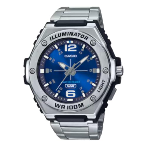 Image of Casio MWA100H Series | Men's Analog Watch |100M WR | Stainless Steel Bezel | LED Illuminator Backlight with Afterglow | Resin Band | 3 Hands (HR, MIN, SEC) | 3 Year Battery