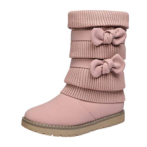 DREAM PAIRS Girl's Winter Snow Boots Faux Fur Lined Mid Calf Shoes,Size 3 Little Kid,Pink,KLOVE