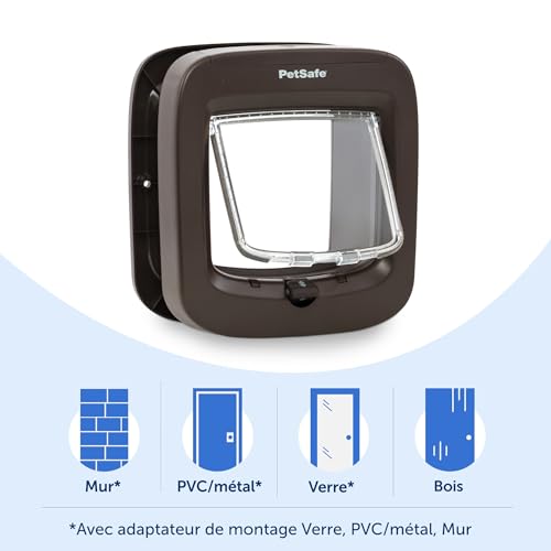 Chatière manuelle PetSafe marron à 4 positions pour chat et chien