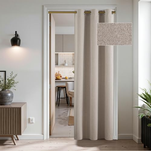 RYB HOME Blackout Doorway Curtain, Privacy Door Curtain for Closet, Thick Linen Thermal Insulated...