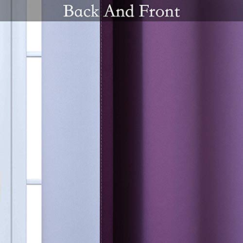 Image of SimpleHome Ombre Purple to Grey White Curtains for Living Room 42Wx63L | Room Darkening Curtains for Bedroom,Gradient Light Blocking Curtain,Thermal Insulated Grommet Window Drapes,2 Panels,63 Inch