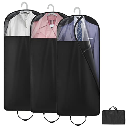 Housse de vêtement avec fermeture à glissière, Housses de vêtement Veste Manteau Robes Robes de soirée Costume Protection Housse de vêtement Housse de costume Sac de costume Noir (60x152cm*3pc) Cover