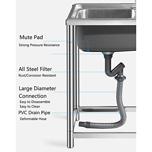 Fregadero de cocina de acero inoxidable 304 para bar lavamanos plata 8