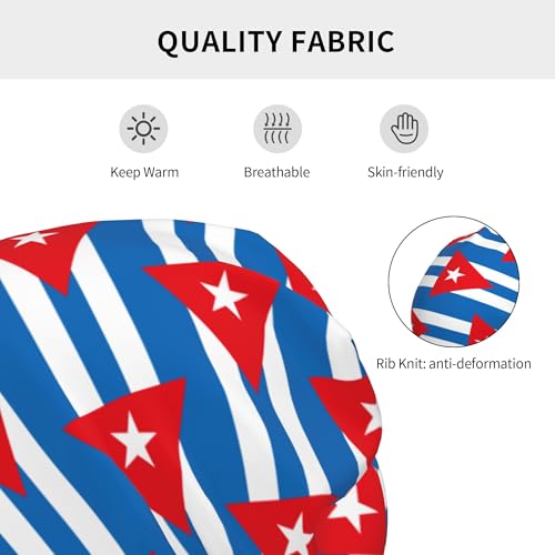 Cuban Flag Children Hip Hop Knitted Hat Kids Elastic Leisure Knit Cap Warm Sleep Beanies Black3