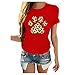 Produktbild CixNy Damen Kurzarm O-Ausschnitt Pfotenabdruck Casual Tops Pullover Bluse T-Shirt (rot, L)
