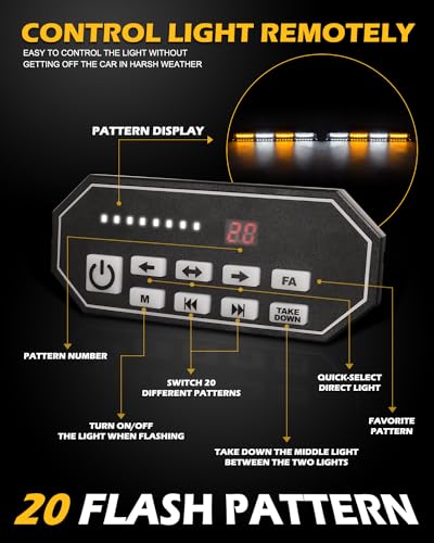 image for HLauto 604N Emergency Dash Strobe Lights w/Controller: 2x16.8 inch Amb