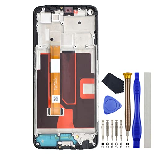 Full LCD Digitizer Touch Screen Assembly Replacement for OnePlus Nord N200 5G DE2118 Black with Toolkit and Screen Frame