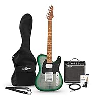 Ash body design with flame maple top Smooth bolt on maple neck for effortless hand transitions HH pickup configuration lets you explore a world of warm tones Includes 15W Amp, lead, strap, strings, pick & more