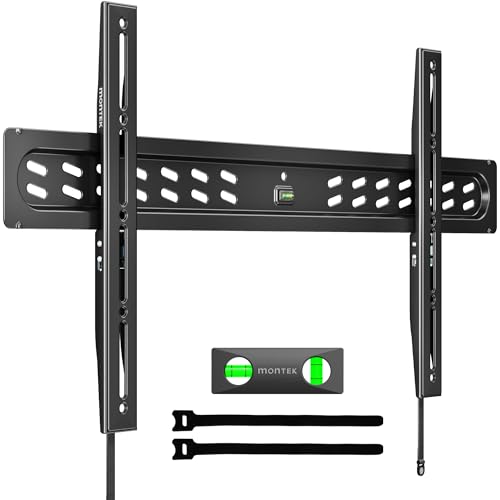 monTEK Ultra Slim Fixed TV Wall Mount Bracket for 43–95' Flat & Curved TVs, Super Low Profile 0.95' from Wall, Holds 150 lbs, Supports VESA 800x400, Fits 16'/18'/24'/32' Studs, TM1006W-LF
