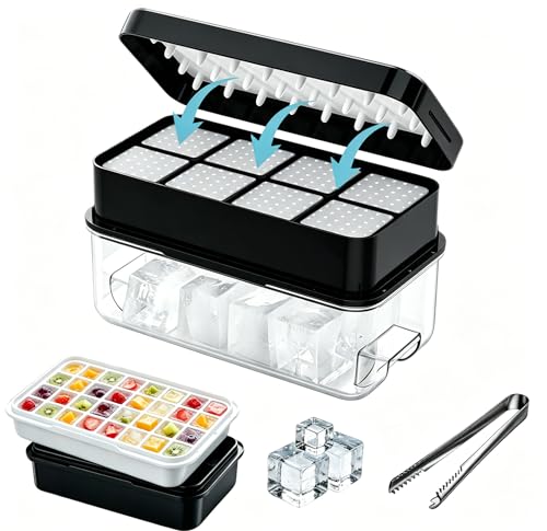 Bandeja para cubitos de hielo con tapa y pinzas, 40 cubos miniatura 1
