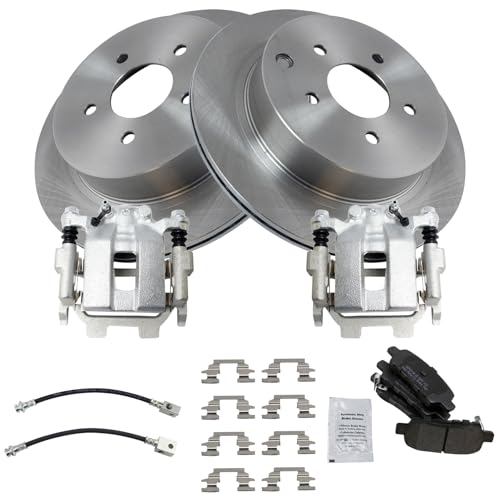 Image of TRQ Rear Brake Pad & Rotor Kit Semi-Metallic Compatible with 2018 INFINITI Q70