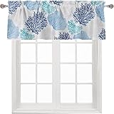 Valances for Windows Coastal Nautical Ocean 54' x 18' Rod Pocket Bathroom Valance Window Treatments Curtains for Kitchen Laundry Basement Cafe Windows Blue Coral