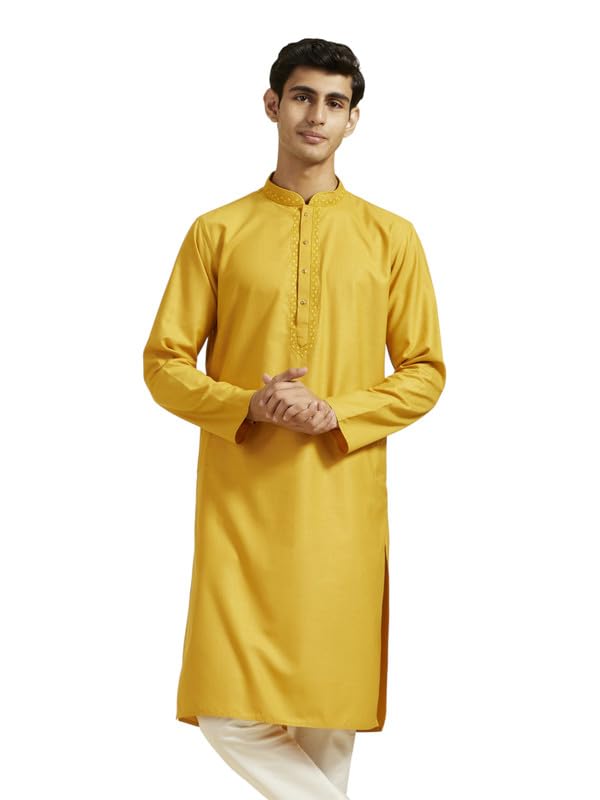 diwas by manyavar Men's Viscose Blend Solid Kurta (1pc)-picture-10