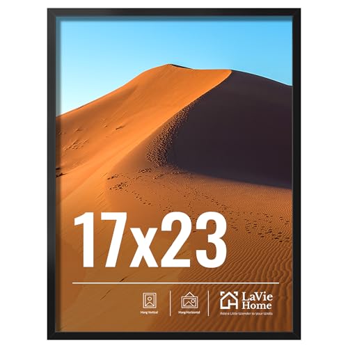 LaVie Home 17x23 Picture Frame for Wall Display, 17x23 Black Picture Frame with HD Plexiglas, 17 x 23 Poster Frame 1 Pack, Display Frame for Vertical or Horizontal, Classic Collection