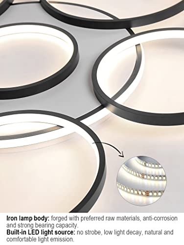Plafonnier LED moderne à intensité variable 110cm noir cuisine
