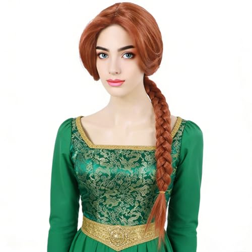 Yargel Hair Long Reddish Brown Braided Wigs For Women Costume Auburn Synthetic Anime Wig For Halloween Cosplay Party Use
