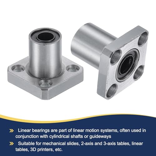 QUARKZMAN 2 Stück LMK8 UU Linearkugellager 8mm Bohrung 15mm Außendurchmesser 24mm Länge Runde Flansch vernickelt mit Schrauben für CNC Maschine 3D Drucker