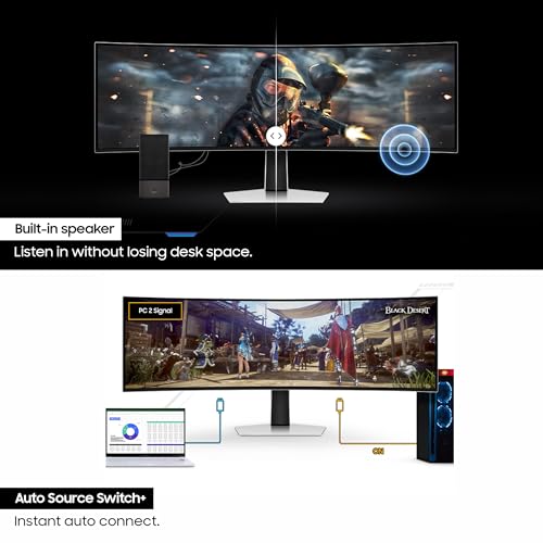Image of Samsung Odyssey OLED G9 49-inch(124.4cm) Dual QHD 5120 x 1440 Curved 1800R Gaming Monitor, 240Hz, 0.03ms, FreeSync Premium Pro, G-Sync, Quantum Dot, HDR10+, Speaker, HAS (LS49CG930SWXXL, Silver)