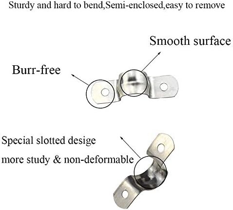 Miniatura 7 de Hahiyo Abrazaderas de soporte de tubo en U de dos agujeros, 1.969 in, resistente, sin óxido, brillante, fuerte, resistente al viento, sin afilado,