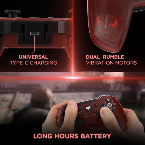 EvoFox Elite X Wireless Gaming Controller for PC with 2 Programmable Macro Back Buttons, Adjustable Dual Vibration Motors,Turbo Mode,Analog... - Image 6