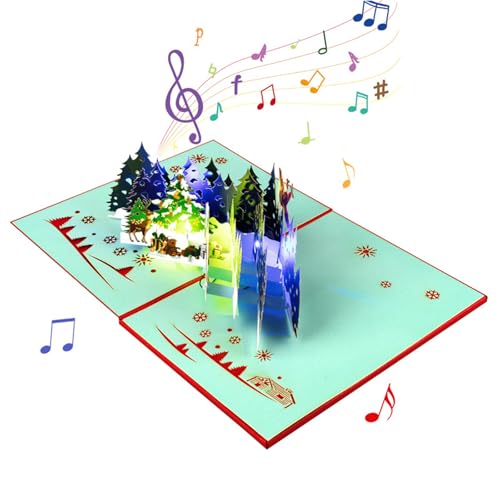 Carte de Noël musicale 3D lumineuse pour illuminer votre table de réveillon