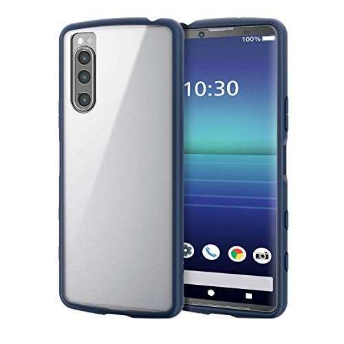 エレコム Xperia 5 II ケース ハイブリッド 耐衝撃 TOUGHSLIM LITE フレームカラー ネイビー PM-X203TSLFCNV