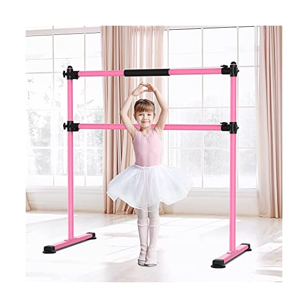 EVERYMILE-Ballet-Barre-Portable-for-Home-Kids-Ballet-Bar-41-Adjustable-Freestanding-Height-Ballet-Equipment-for-Balance-Barre-Workout-Dance-Bar-with-Leg-Stretch-Band-for-Studio-Dancers-Children EVERYMILE Ballet Barre Portable for Home, Kids Ballet Bar, 41” Adjustable Freestanding Height Ballet Equipment for Balance, Barre Workout, Dance Bar with Leg Stretch Band for Studio Dancers Children