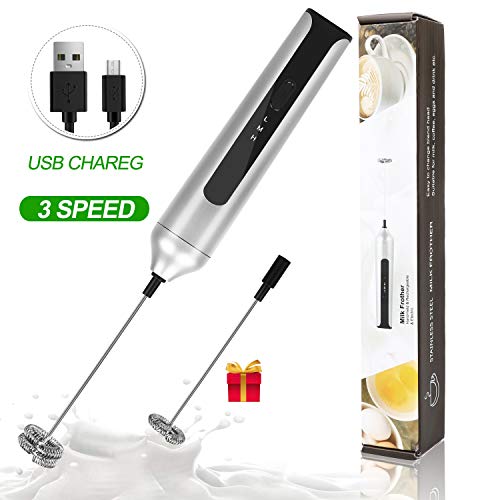 Rechargeable Milk Frother, New Auto-Protect Technology, Basecent Electric Handheld Foam Maker for Bulletproof
