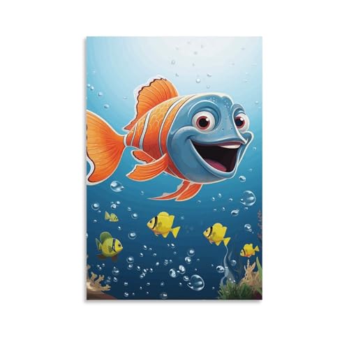 Peinture sur toile poisson sous la mer déco murale salon