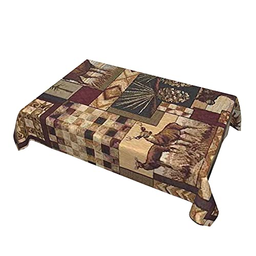 Rustic Lodge Bear Moose Deer Tablecloth Stain &Wrinkle Resistant Washable Polyester Table Cloth, Decorative Table Cover For Kitchen Dinning Tabletop Buffet Wedding Parties And Camping 54 X 72 Inch #TOP2