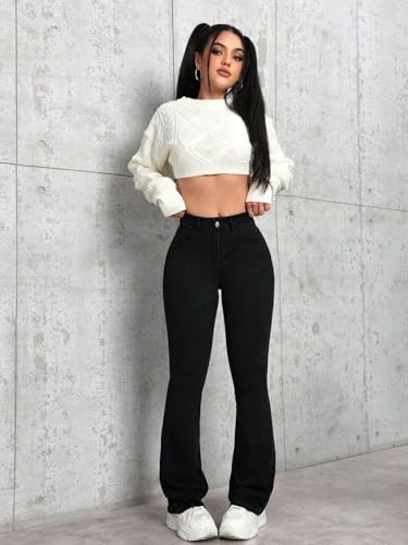 Image of KOTTY Women's Flared Jeans|High Waist Bootcut|Wide Leg|Bell Bottom Denim for Trendy & Comfortable Fit