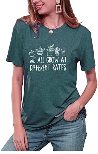 Women Teacher Shirt We All Grow at Different Rates Graphic Tees Preschool Special Education Teacher Top3